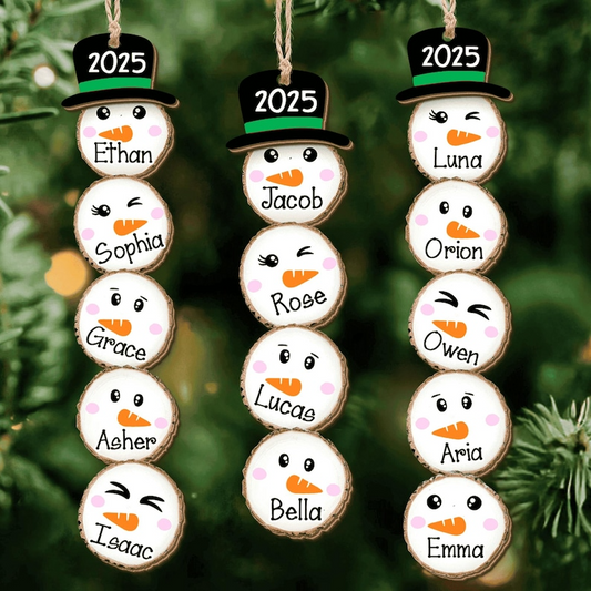 Custom Snowman Family Ornament 2025 – Personalized Funny Christmas Ornament, Cute Winter Gift Idea for Family & Friends
