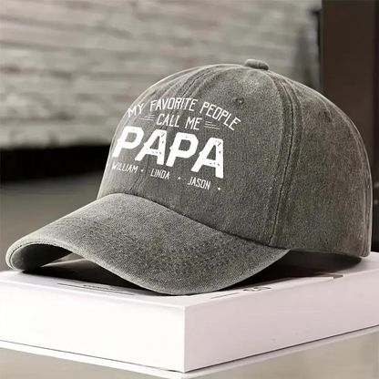 Personalized My Favorite People Call Me Papa Hat – Custom with Kids' Names, Perfect Father’s Day Gift