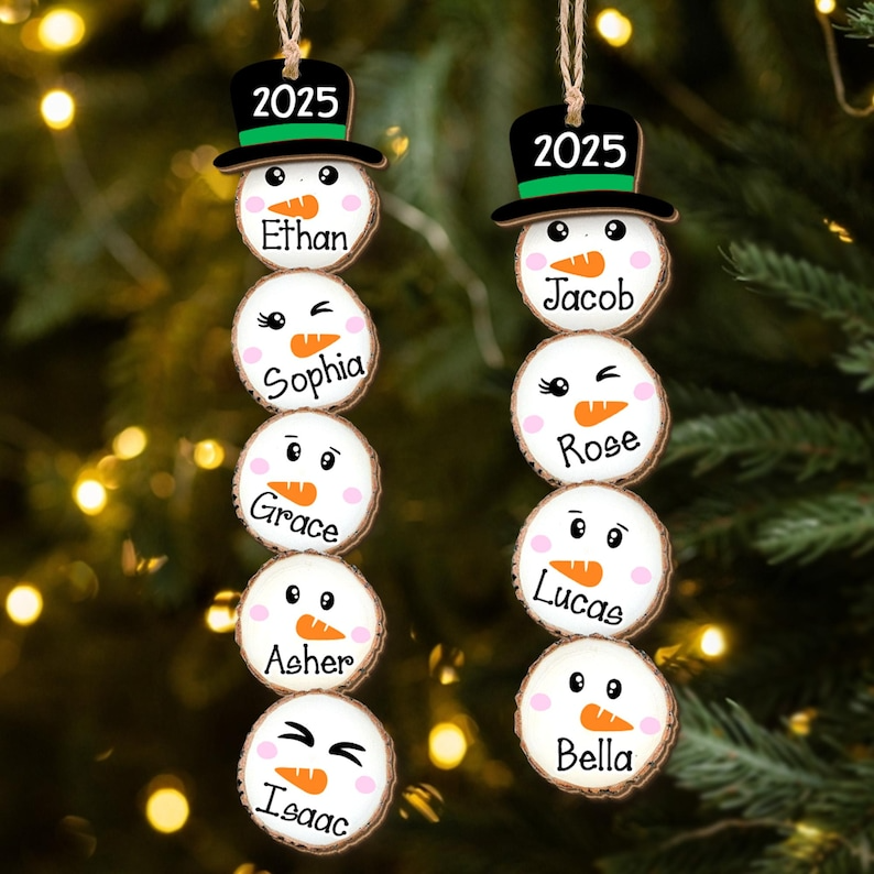 Custom Snowman Family Ornament 2025 – Personalized Funny Christmas Ornament, Cute Winter Gift Idea for Family & Friends