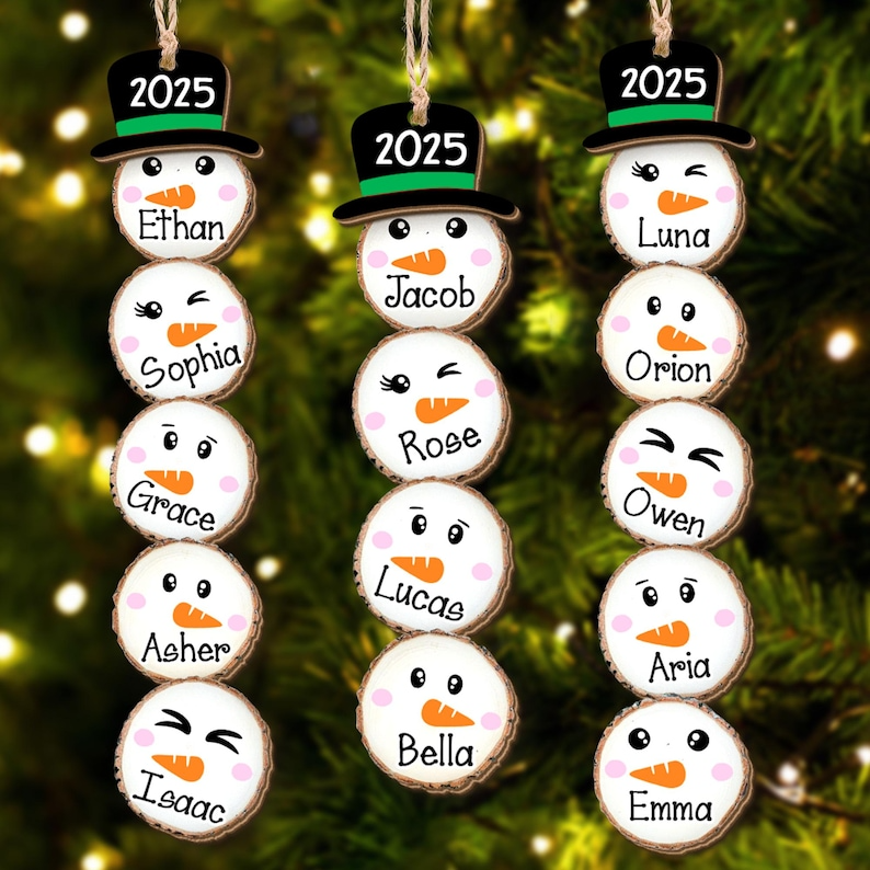 Custom Snowman Family Ornament 2025 – Personalized Funny Christmas Ornament, Cute Winter Gift Idea for Family & Friends