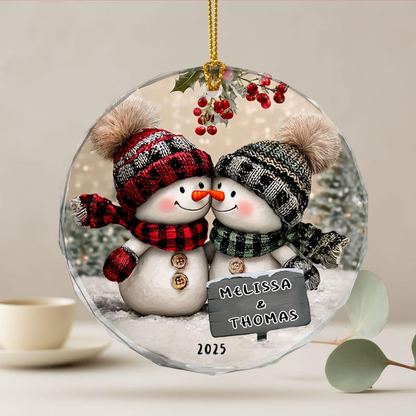 Personalized Snowman Couple Ornament 2025 – Custom Mr & Mrs Christmas Ornament, Wedding and Engagement Gift for Newlyweds