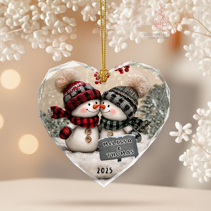 Personalized Snowman Couple Ornament 2025 – Custom Mr & Mrs Christmas Ornament, Wedding and Engagement Gift for Newlyweds