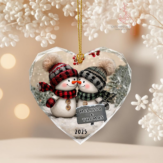 Personalized Snowman Couple Ornament 2025 – Custom Mr & Mrs Christmas Ornament, Wedding and Engagement Gift for Newlyweds