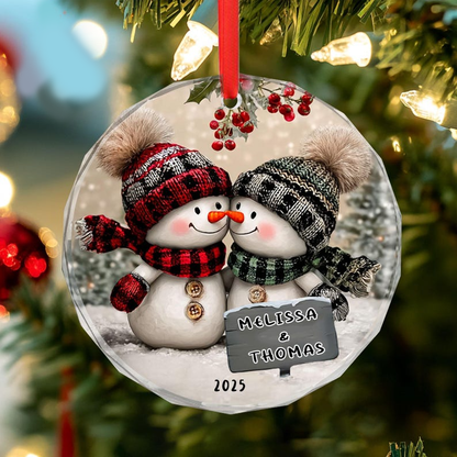 Personalized Snowman Couple Ornament 2025 – Custom Mr & Mrs Christmas Ornament, Wedding and Engagement Gift for Newlyweds