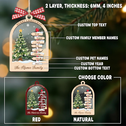 Custom Family Name Ornament 2025 – Personalized Christmas Ornament with Family Names, Unique Holiday Keepsake Gift