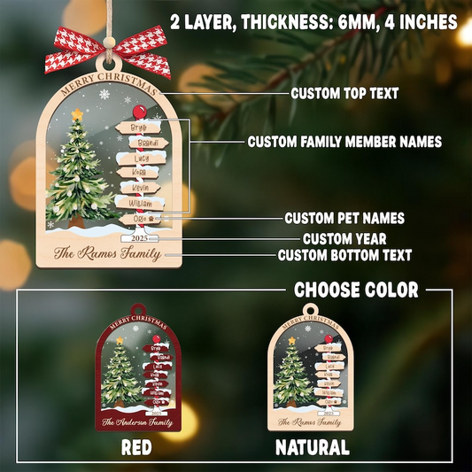 Custom Family Name Ornament 2025 – Personalized Christmas Ornament with Family Names, Unique Holiday Keepsake Gift