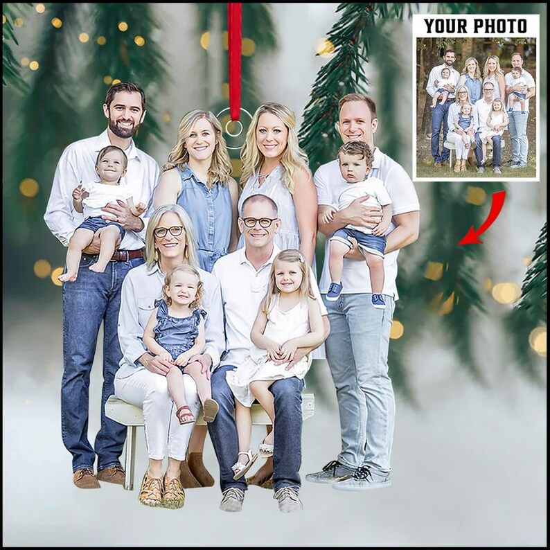 Custom Family Picture Ornament 2025, Personalized Acrylic Christmas Decoration, Unique Holiday Gift For Families And Friends
