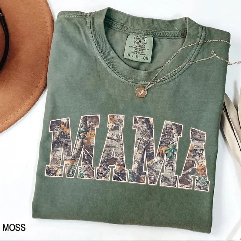 Comfort Colors® Custom Camo MAMA Shirt, Personalized Mama Tee with Kids' Names, Gift for Mother's Day