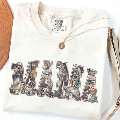 Comfort Colors® Custom Camo MAMA Shirt, Personalized Mama Tee with Kids' Names, Gift for Mother's Day
