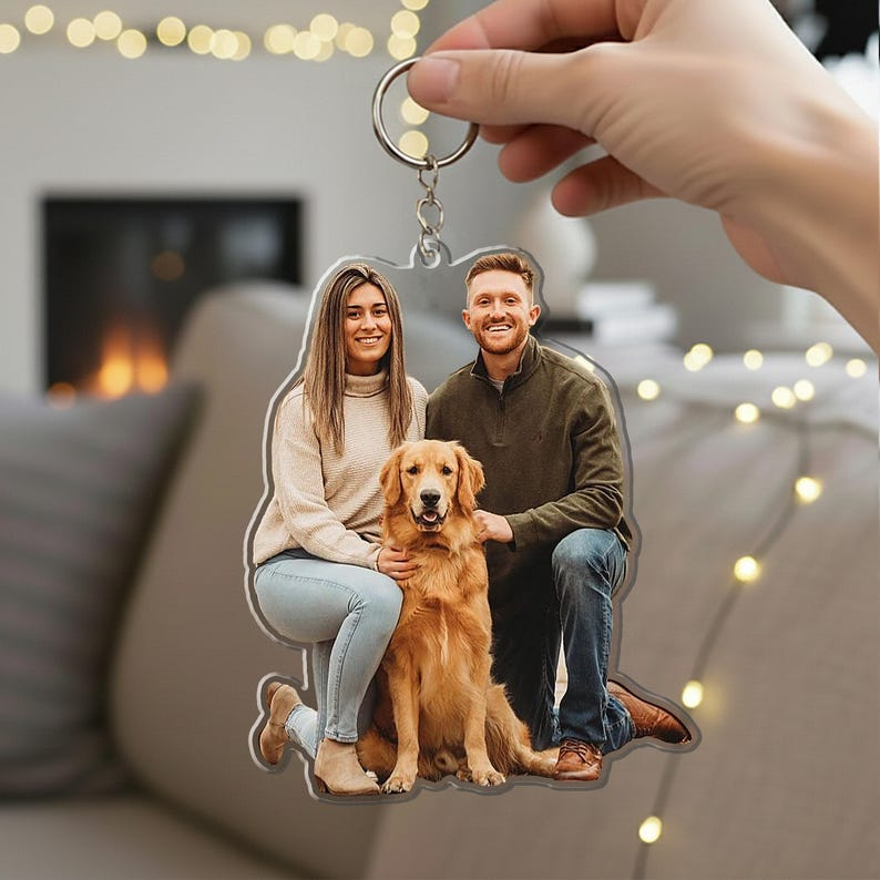 Custom Couple Photo Romantic, Personalized Keychain Valentine Gift for Him Boyfriend