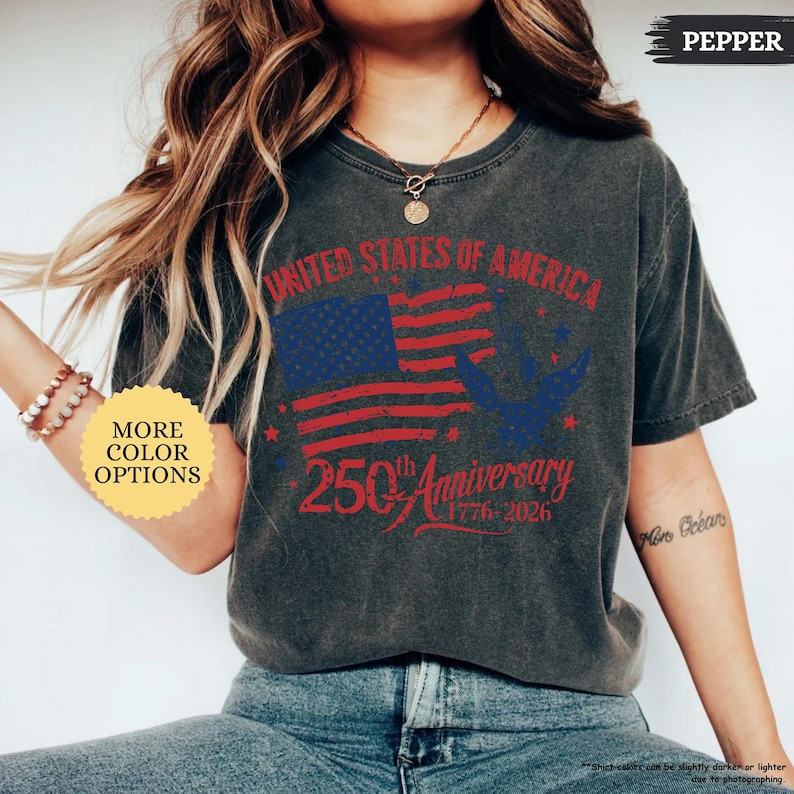 Comfort Colors United States of America 250th Anniversary Shirt Patriotic USA Flag Eagle Liberty Graphic Tee 1776-2026