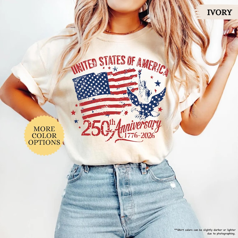 Comfort Colors United States of America 250th Anniversary Shirt Patriotic USA Flag Eagle Liberty Graphic Tee 1776-2026