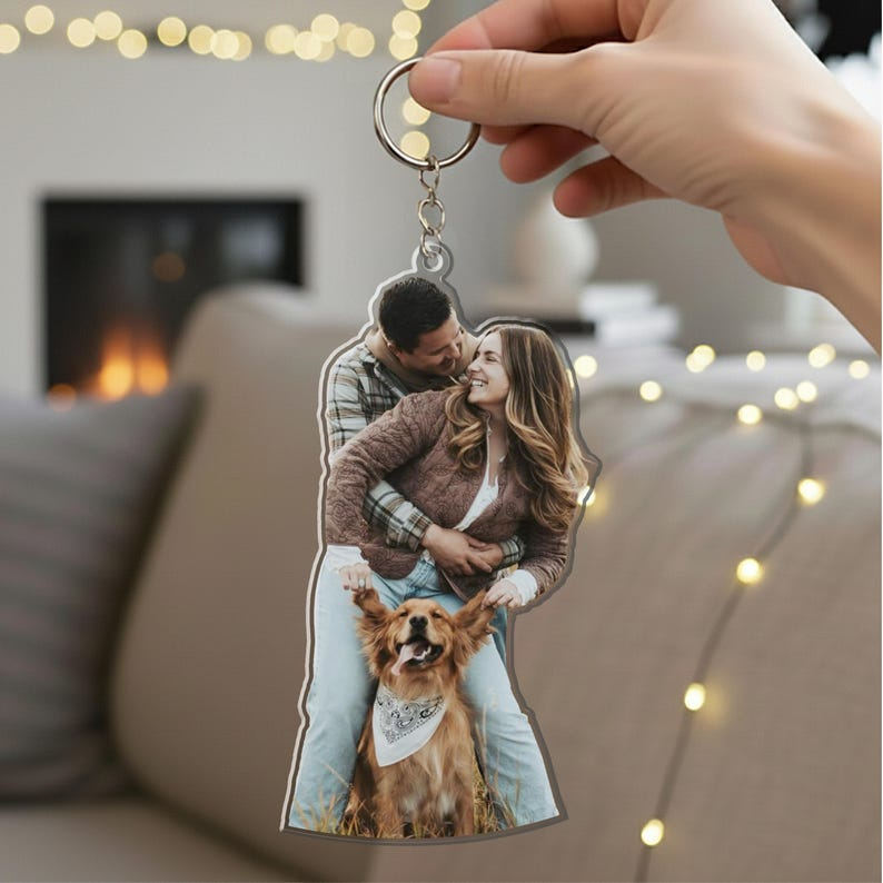 Custom Couple Photo Romantic, Personalized Keychain Valentine Gift for Him Boyfriend