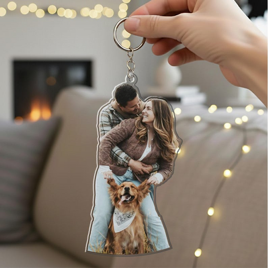 Custom Couple Photo Romantic, Personalized Keychain Valentine Gift for Him Boyfriend
