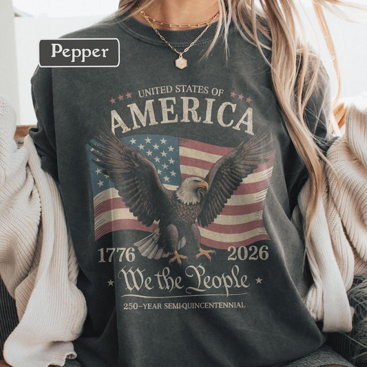 Comfort Colors We The People 1776 2026 Shirt, U.S. 250th Anniversary Eagle Flag Sweatshirt, Patriotic America Semiquincentennial Independence Day Gift