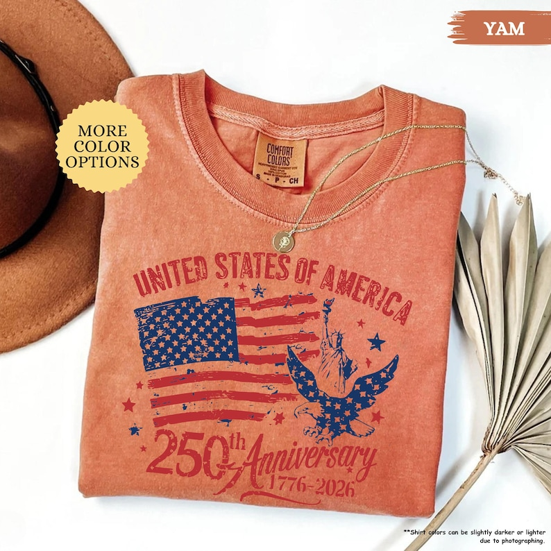 Comfort Colors United States of America 250th Anniversary Shirt Patriotic USA Flag Eagle Liberty Graphic Tee 1776-2026