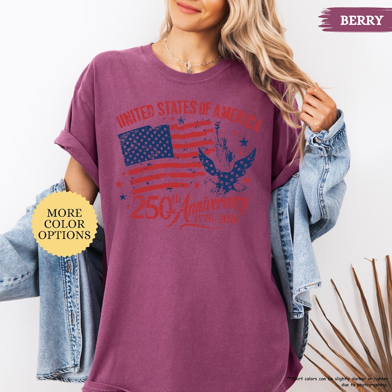 Comfort Colors United States of America 250th Anniversary Shirt Patriotic USA Flag Eagle Liberty Graphic Tee 1776-2026