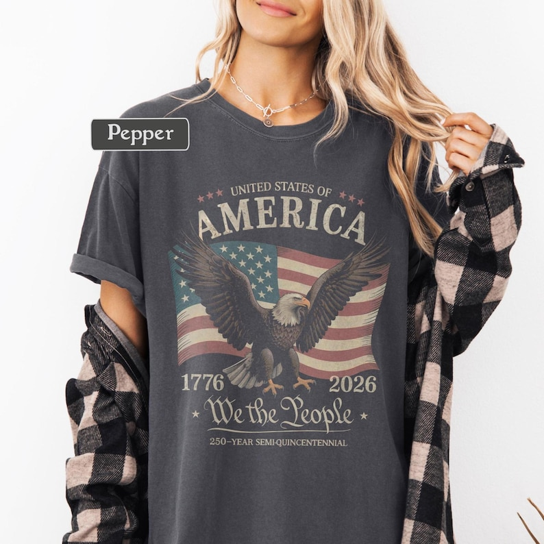 Comfort Colors We The People 1776 2026 Shirt, U.S. 250th Anniversary Eagle Flag Sweatshirt, Patriotic America Semiquincentennial Independence Day Gift