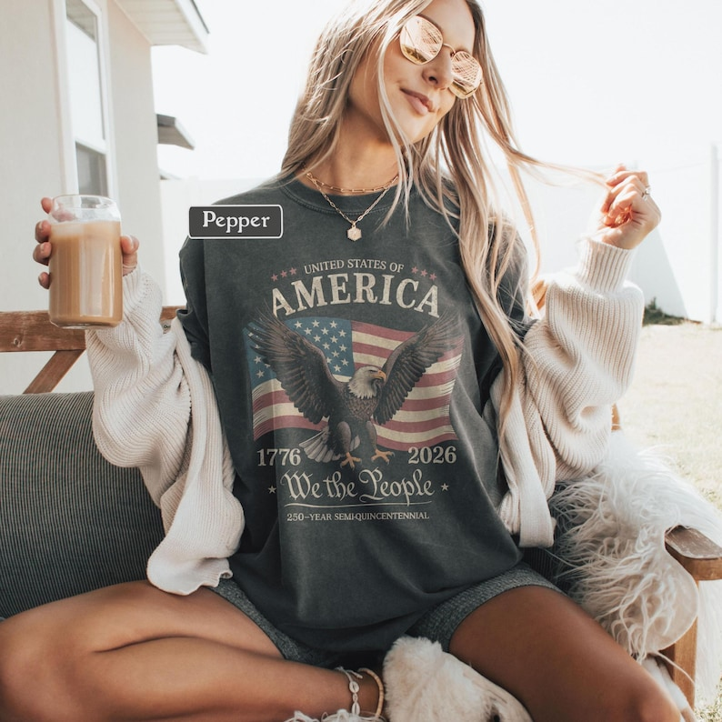 Comfort Colors We The People 1776 2026 Shirt, U.S. 250th Anniversary Eagle Flag Sweatshirt, Patriotic America Semiquincentennial Independence Day Gift