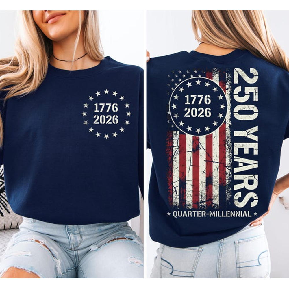 250 Years USA Shirt Patriotic Quarter-Millennial 1776-2026 Tee Custom Independence Day Graphic T Shirt