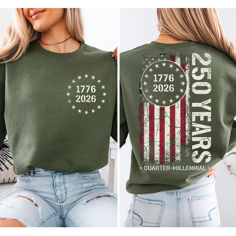 250 Years USA Shirt Patriotic Quarter-Millennial 1776-2026 Tee Custom Independence Day Graphic T Shirt