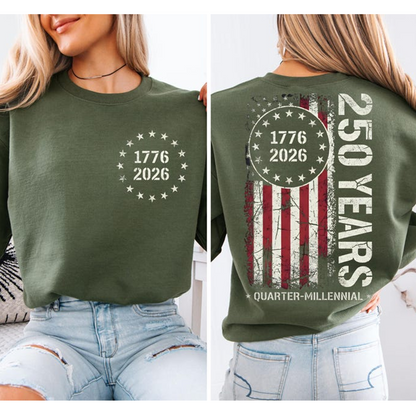 250 Years USA Shirt Patriotic Quarter-Millennial 1776-2026 Tee Custom Independence Day Graphic T Shirt
