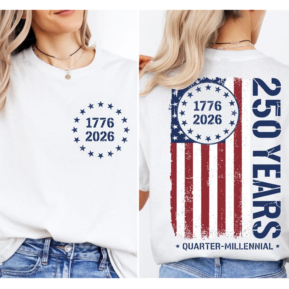 250 Years USA Shirt Patriotic Quarter-Millennial 1776-2026 Tee Custom Independence Day Graphic T Shirt