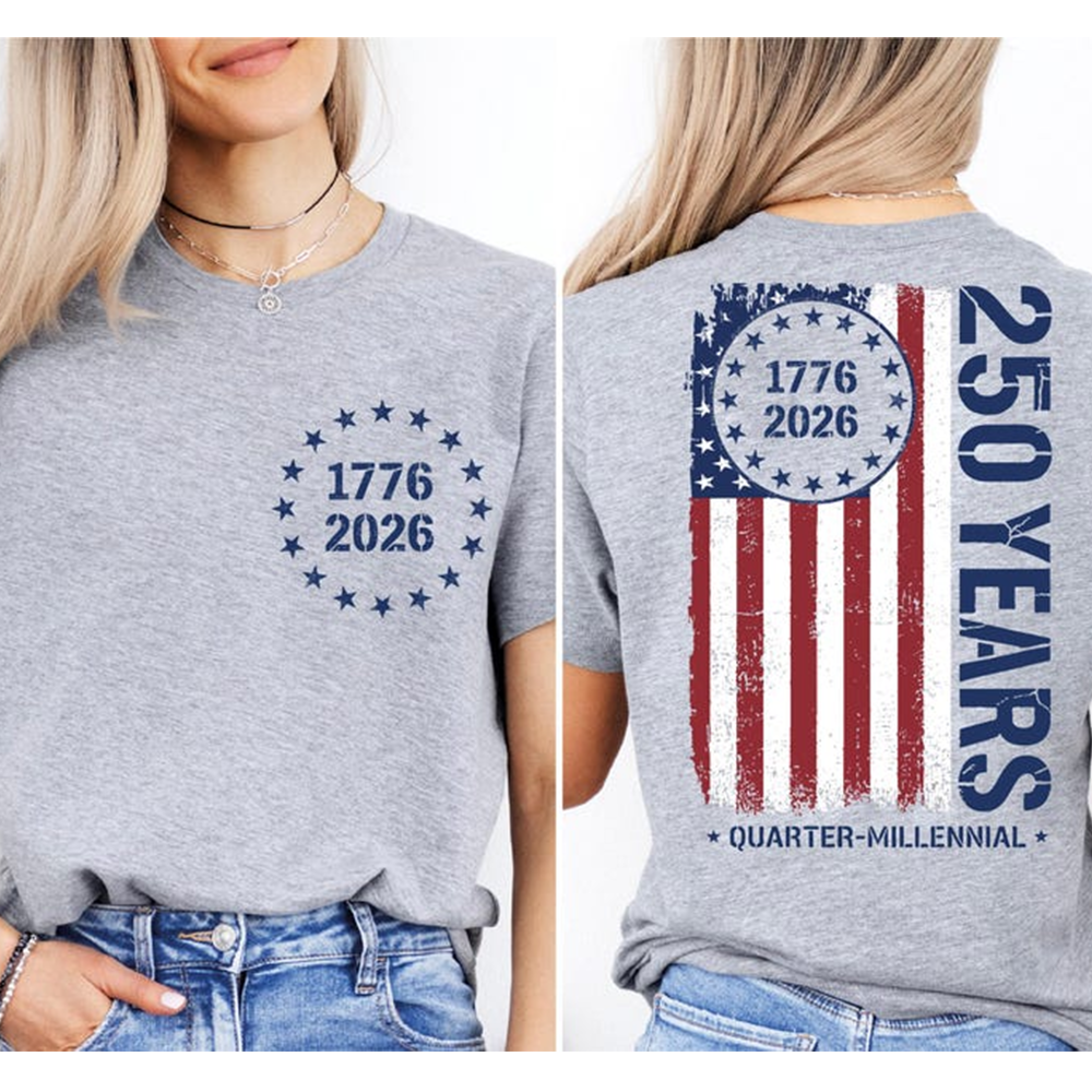 250 Years USA Shirt Patriotic Quarter-Millennial 1776-2026 Tee Custom Independence Day Graphic T Shirt