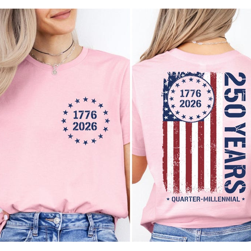 250 Years USA Shirt Patriotic Quarter-Millennial 1776-2026 Tee Custom Independence Day Graphic T Shirt