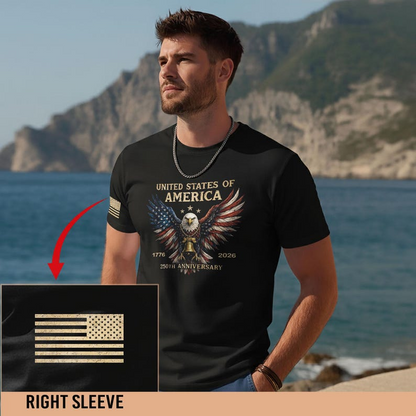 United States of America 250th Anniversary Shirt, Patriotic Eagle USA Flag Graphic Tee, America 1776 2026 Independence Day Apparel