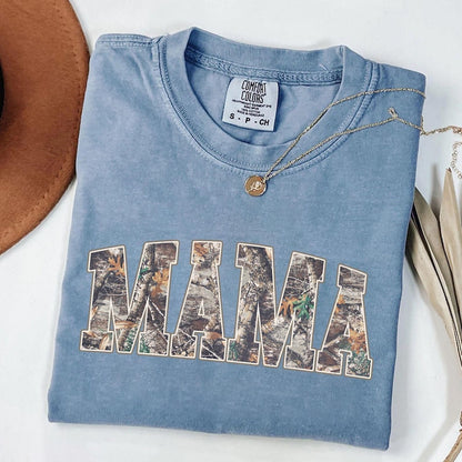 Comfort Colors® Custom Camo MAMA Shirt, Personalized Mama Tee with Kids' Names, Gift for Mother's Day
