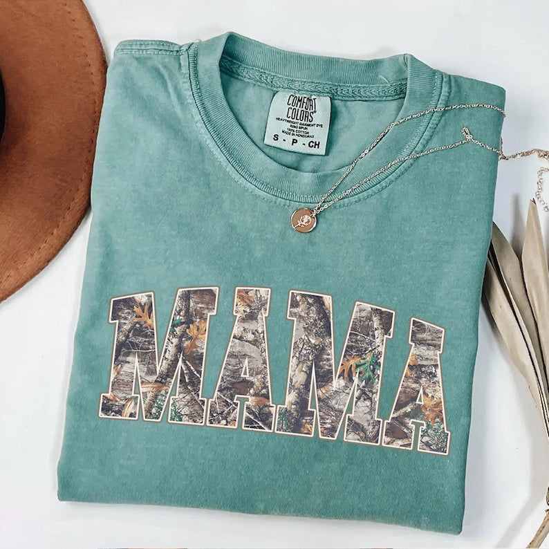 Comfort Colors® Custom Camo MAMA Shirt, Personalized Mama Tee with Kids' Names, Gift for Mother's Day