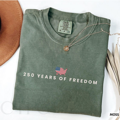 Comfort Colors Patriotic USA 250 Years of Freedom T Shirt 1776-2026 Anniversary Graphic Tee for Men and Women