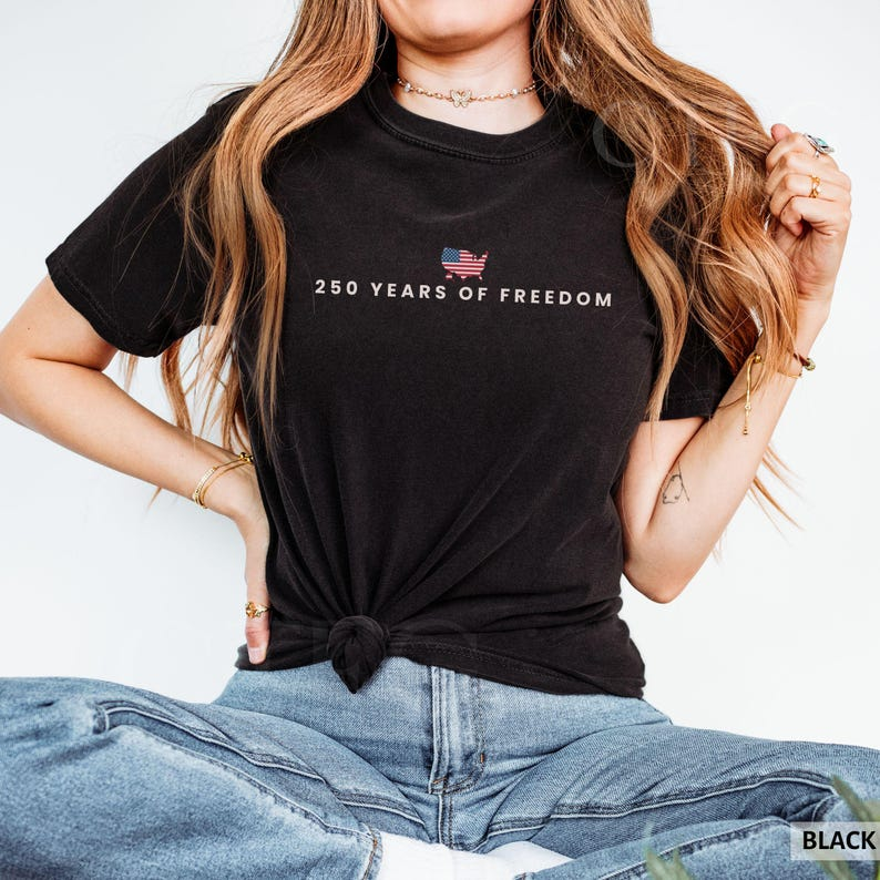 Comfort Colors Patriotic USA 250 Years of Freedom T Shirt 1776-2026 Anniversary Graphic Tee for Men and Women