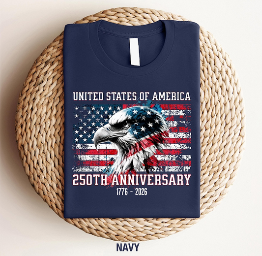 United States of America 250th Anniversary Shirt, Patriotic Bald Eagle American Flag Tee, USA 1776-2026 Celebration T-Shirt