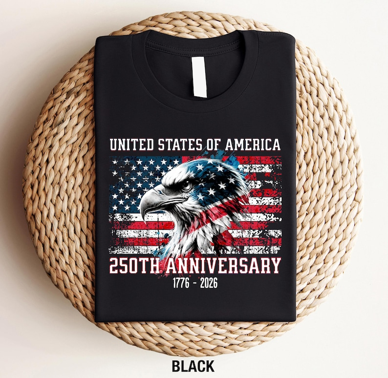 United States of America 250th Anniversary Shirt, Patriotic Bald Eagle American Flag Tee, USA 1776-2026 Celebration T-Shirt