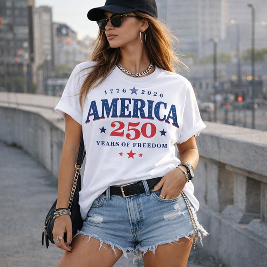 Vintage America 250 Graphic Shirt, Patriotic USA Freedom Tee, U.S. 250th Anniversary Gift for Fourth of July