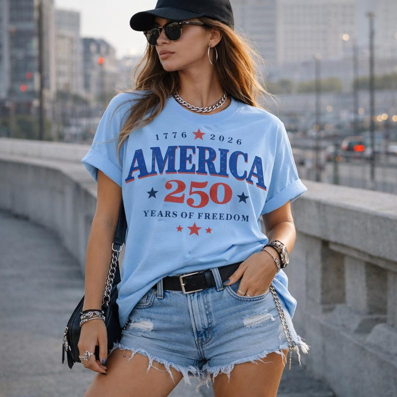 Vintage America 250 Graphic Shirt, Patriotic USA Freedom Tee, U.S. 250th Anniversary Gift for Fourth of July
