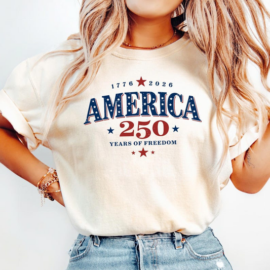 Vintage America 250 Graphic Shirt, Patriotic USA Freedom Tee, U.S. 250th Anniversary Gift for Fourth of July