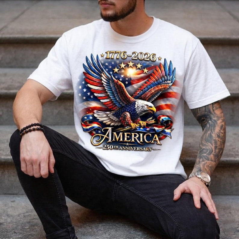 Patriotic America 1776 2026 Shirt, American Eagle Flag Graphic Tee, U.S. 250th Anniversary Celebration Clothing