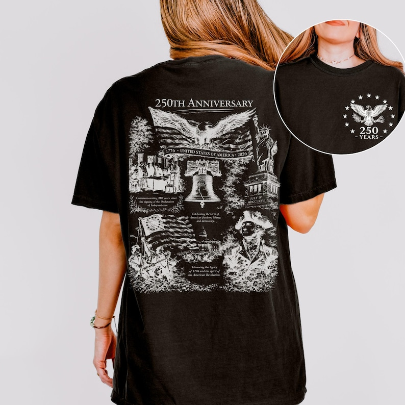 Patriotic USA 250th Anniversary Shirt, American Revolution Heritage T-Shirt, Liberty Bell Eagle Independence Day Apparel
