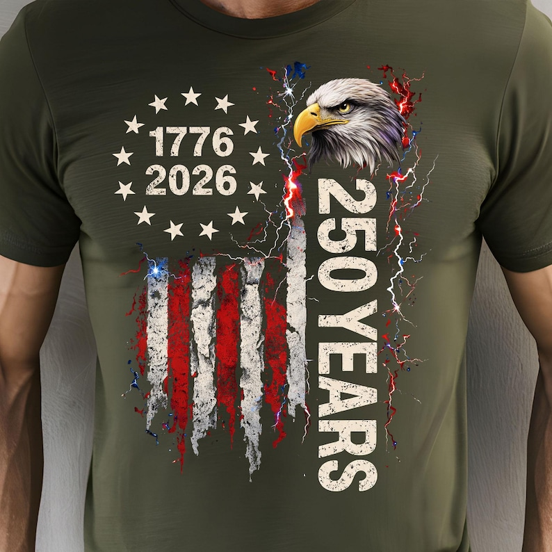 Patriotic USA 250 Years T Shirt Bald Eagle 1776-2026 Quarter-Millennial Graphic Tee for Men and Women