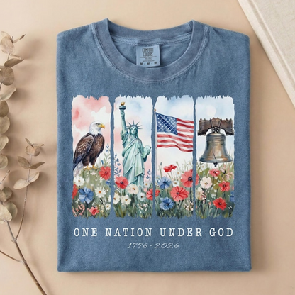 Comfort Colors America 1776-2026 Shirt, Faith and Freedom Christian Tee, Patriotic Eagle Statue of Liberty USA Shirt, 250th Anniversary Shirt
