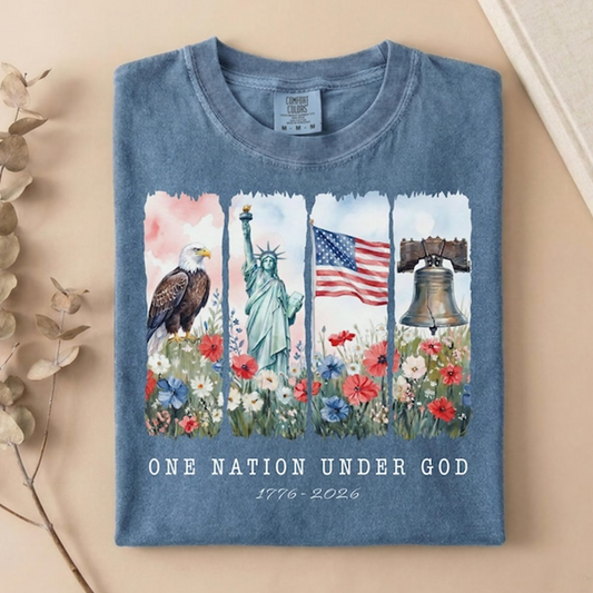 Comfort Colors America 1776-2026 Shirt, Faith and Freedom Christian Tee, Patriotic Eagle Statue of Liberty USA Shirt, 250th Anniversary Shirt