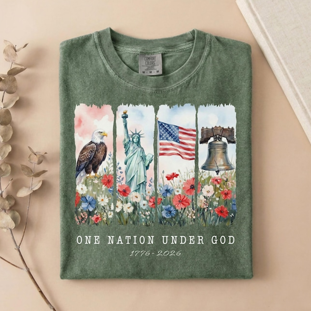 Comfort Colors America 1776-2026 Shirt, Faith and Freedom Christian Tee, Patriotic Eagle Statue of Liberty USA Shirt, 250th Anniversary Shirt