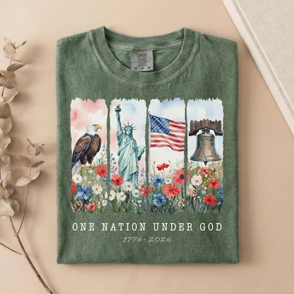 Comfort Colors America 1776-2026 Shirt, Faith and Freedom Christian Tee, Patriotic Eagle Statue of Liberty USA Shirt, 250th Anniversary Shirt
