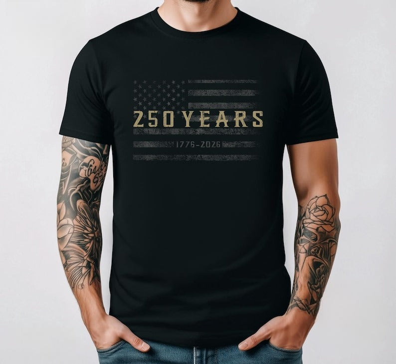250 Years Shirt, Patriotic American Flag Tee, 1776 2026 USA Freedom Graphic T Shirt for Men and Women,250th Anniversary Shirt