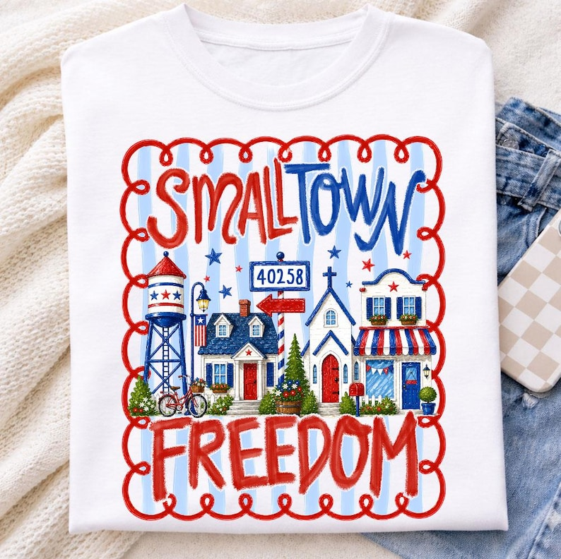 Comfort Colors Small Town Freedom Shirt, Patriotic Americana Town Graphic Tee, Fourth of July USA Small Town Pride T-Shirt, 250th Anniversary