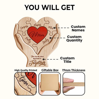 Personalized Fathers Day Wooden Puzzle, You Are The Piece That Holds Us Together Sign, Custom Gift For Dad From Kid, Printed Family Puzzle