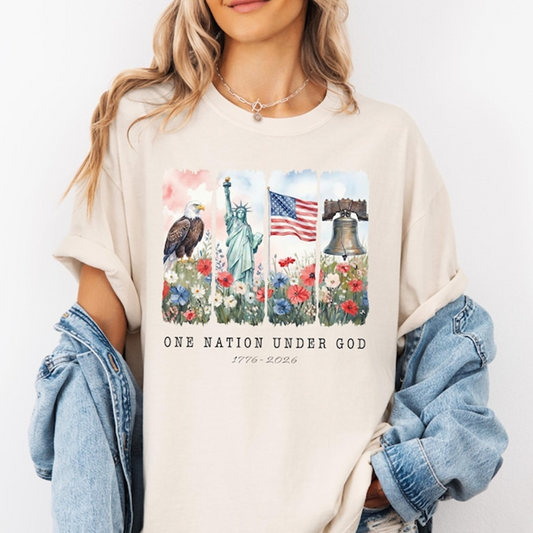 Comfort Colors America 1776-2026 Shirt, Faith and Freedom Christian Tee, Patriotic Eagle Statue of Liberty USA Shirt, 250th Anniversary Shirt